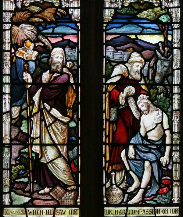 St Mary Magdalene Window Good Samaritan detail